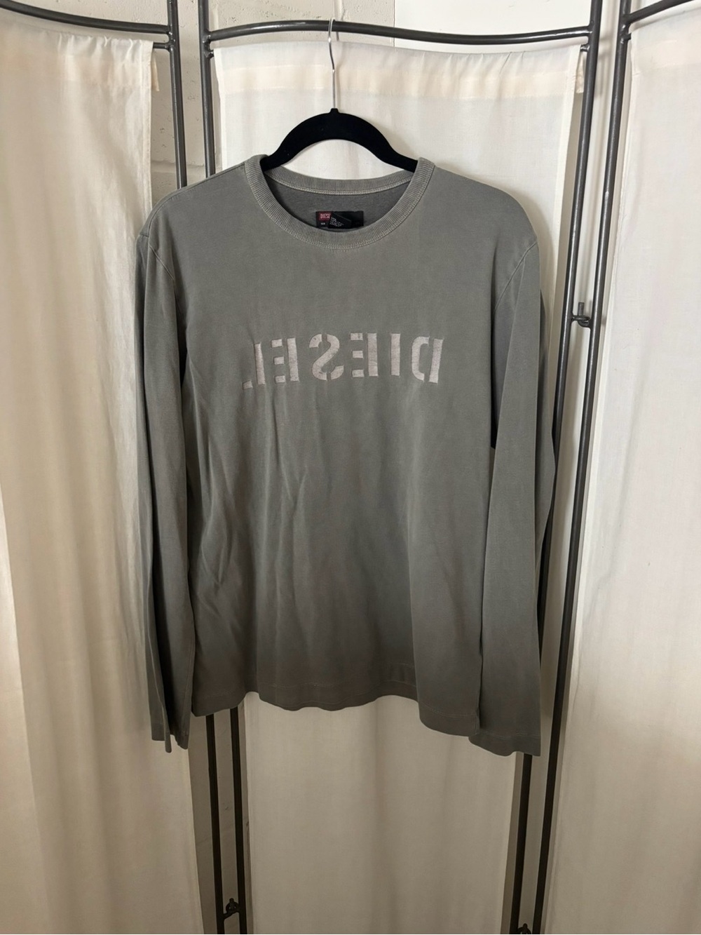 Diesel Grey Long Sleeve Logo Tee